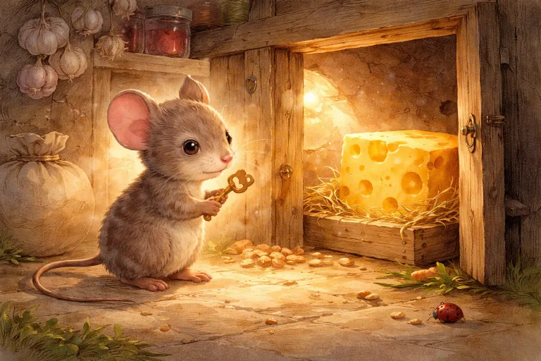 Illustration for The Clever Mouse and the Hidden Cheese
