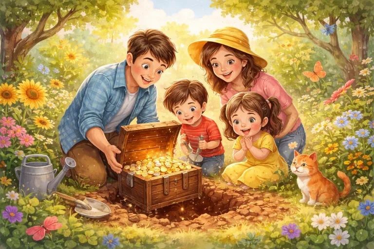 Illustration for The Hidden Treasure in the Garden