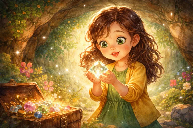 Illustration for The Glittering Gem and the Green-Eyed Girl