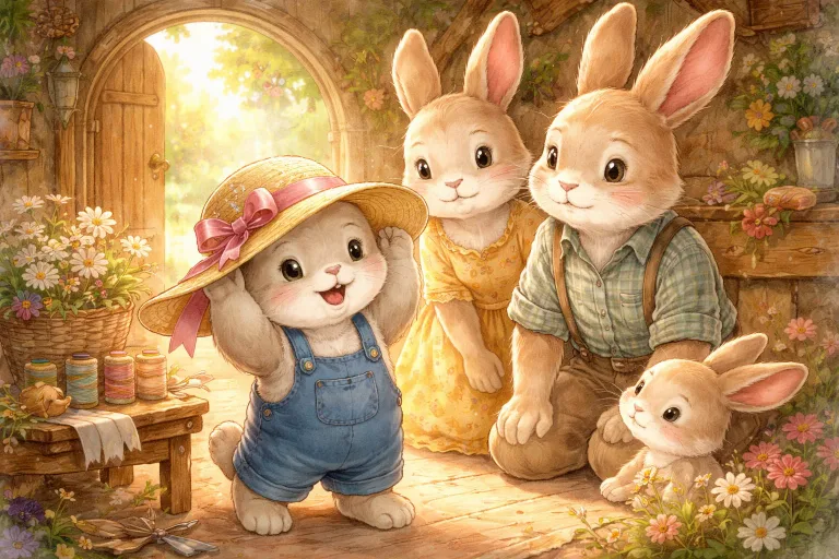 Illustration for The Little Rabbit’s Shiny New Hat