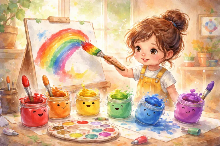 Illustration for The Rainbow Paints and the Little Artist