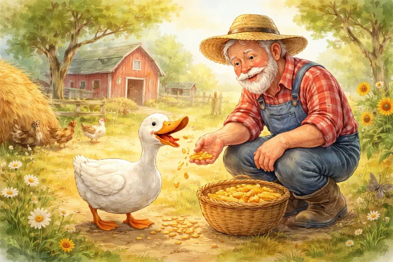 Illustration for The Farmer and the Foolish Duck