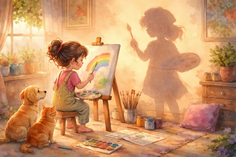 Illustration for The Little Artist’s Shadow