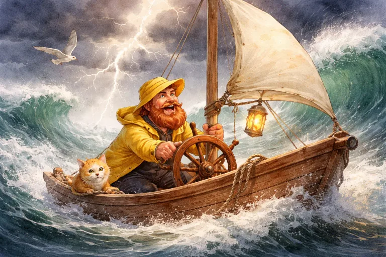 Illustration for The Overconfident Sailor and the Storm