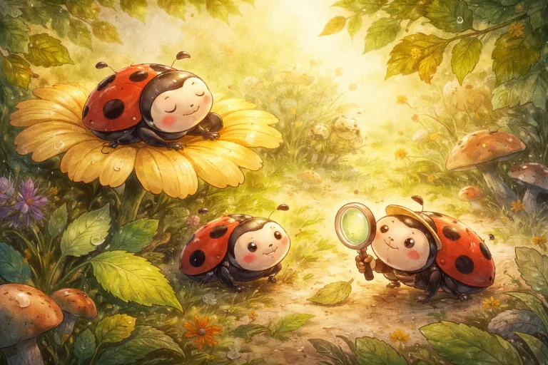 Illustration for The Lazy Little Ladybug and the Missing Leaves
