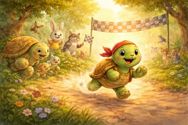 Illustration for The Tardy Turtle and the Race to the Finish