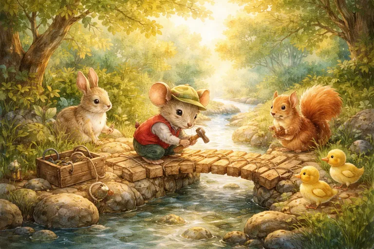 Illustration for The Tiny Bridge Builder