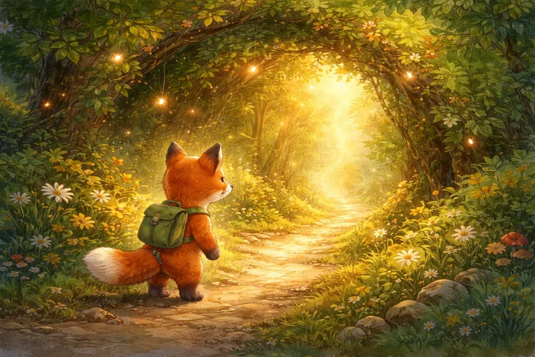 Illustration for The Little Fox and the Hidden Path