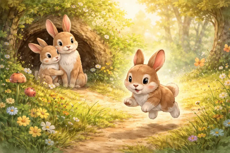 Illustration for The Little Rabbit Who Learned to Hop Alone