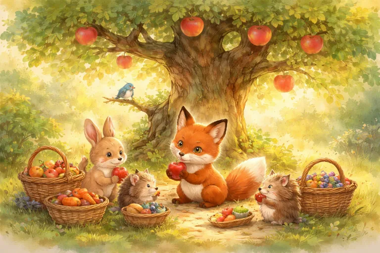 Illustration for The Little Fox and the Sharing Tree