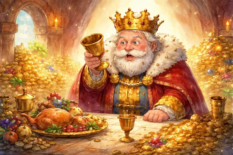 Illustration for The Greedy King and the Empty Cup