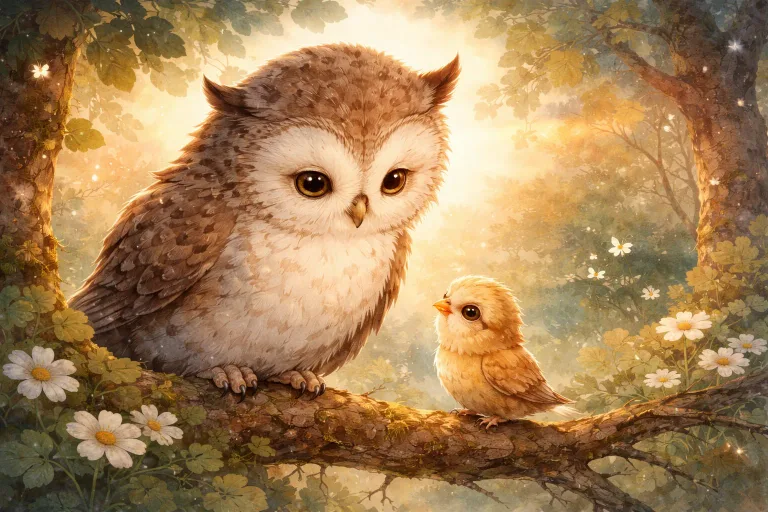 Illustration for The Wise Owl and the Lost Bird