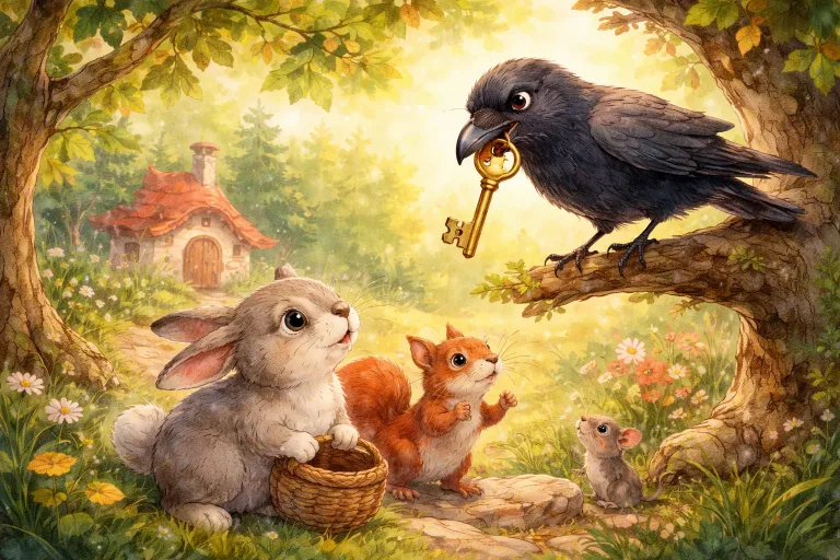 Illustration for The Sly Raven and the Lost Key