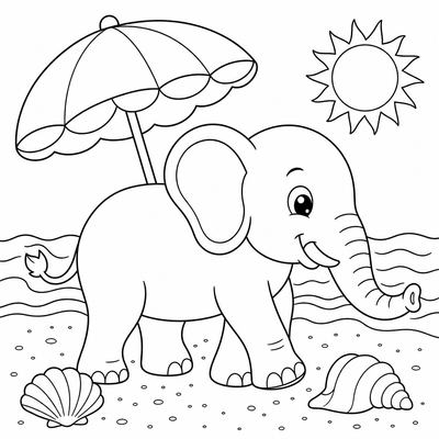 Beach coloring page thumbnail
