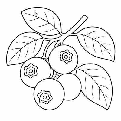 Blueberry coloring page thumbnail