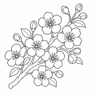 Cherry Blossom coloring page thumbnail