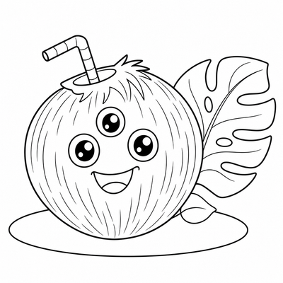 Coconut coloring page thumbnail