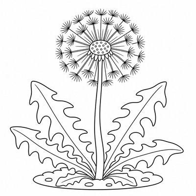 Dandelion coloring page thumbnail