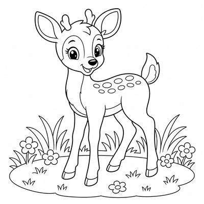 Deer coloring page thumbnail