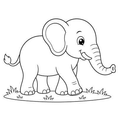 Elephant coloring page thumbnail