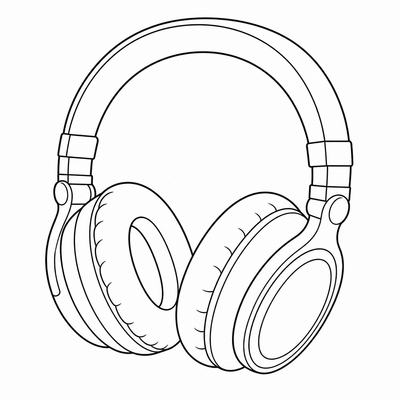 Headphones coloring page thumbnail