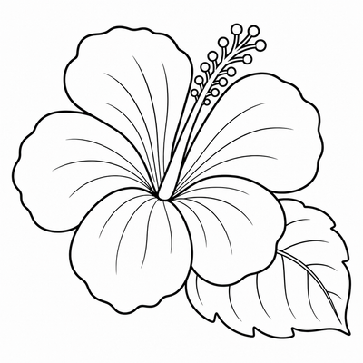 Hibiscus coloring page thumbnail
