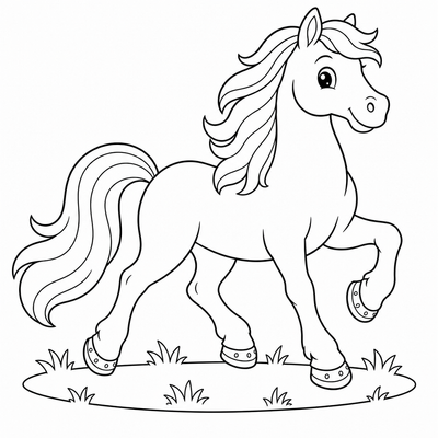 Horse coloring page thumbnail