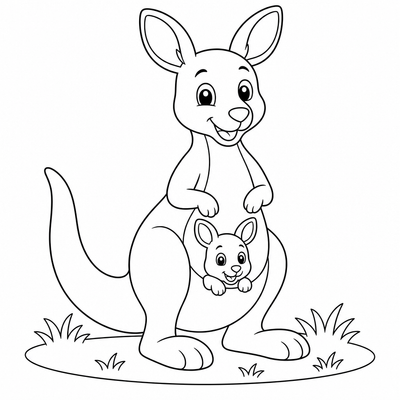 Kangaroo coloring page thumbnail