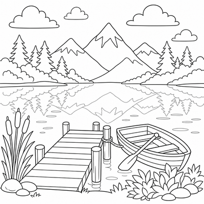 Lake coloring page thumbnail