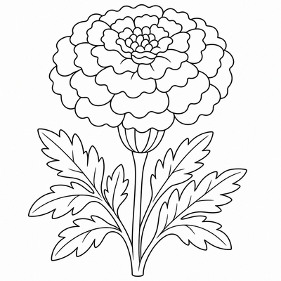 Marigold coloring page thumbnail