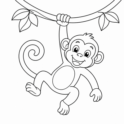 Monkey coloring page thumbnail