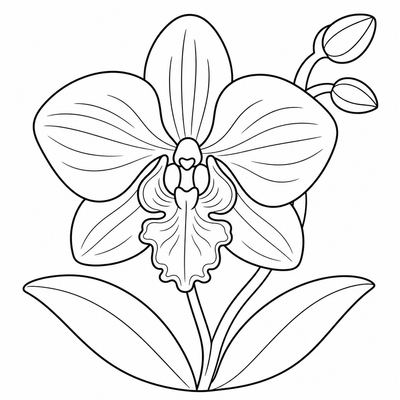 Orchid coloring page thumbnail
