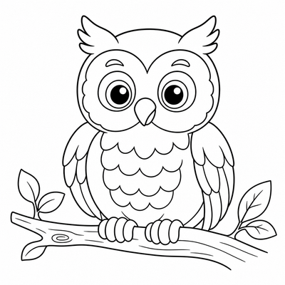 Owl coloring page thumbnail