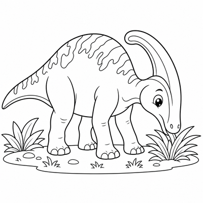 Parasaurolophus coloring page thumbnail