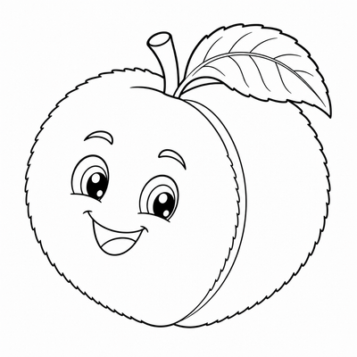 Peach coloring page thumbnail