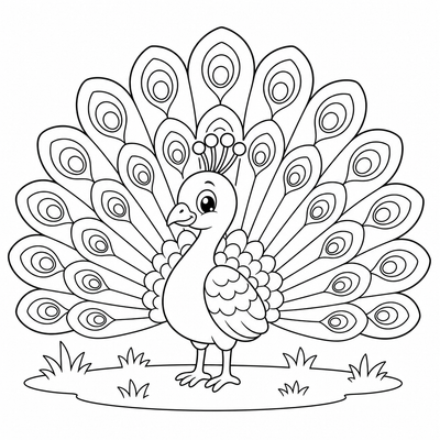 Peacock coloring page thumbnail