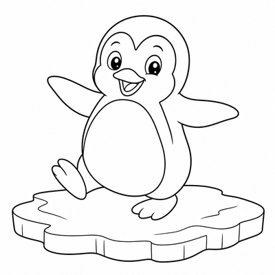 Penguin coloring page thumbnail