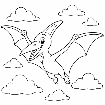 Pterodactyl coloring page thumbnail