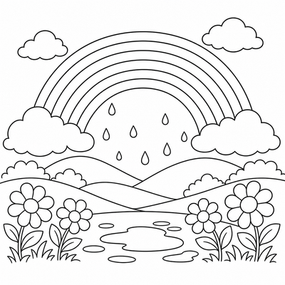 Rainbow Landscape coloring page thumbnail