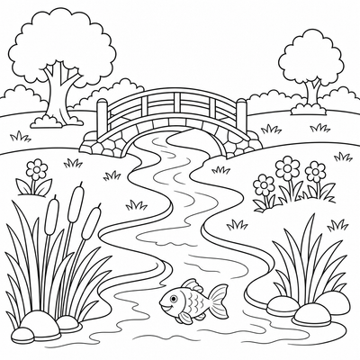 River coloring page thumbnail