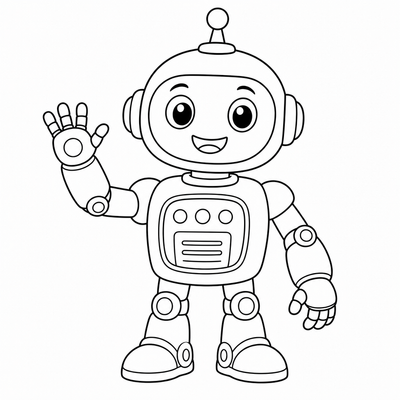 Robot coloring page thumbnail