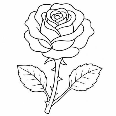 Rose coloring page thumbnail
