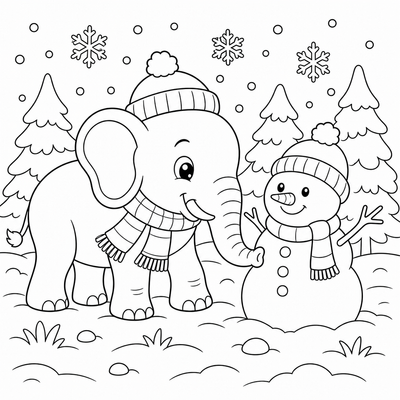 Snowy Landscape coloring page thumbnail