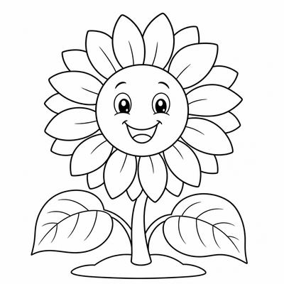 Sunflower coloring page thumbnail