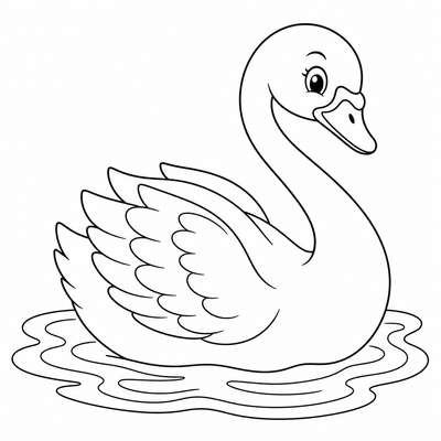 Swan coloring page thumbnail