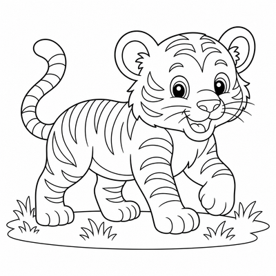 Tiger coloring page thumbnail