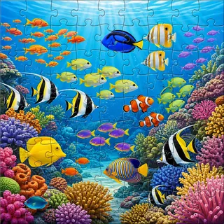 Colorful tropical fish kids jigsaw puzzle artwork