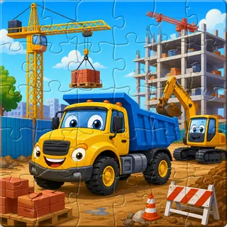 Construction truck at building site kids jigsaw puzzle