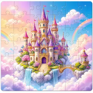 Magical castle above clouds kids jigsaw puzzle artwork