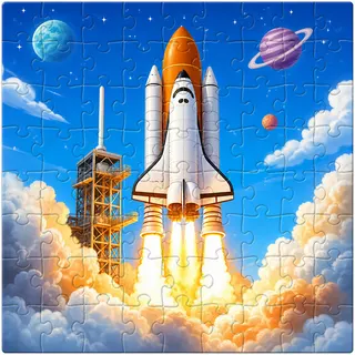 Space shuttle launch kids jigsaw puzzle colorful scene